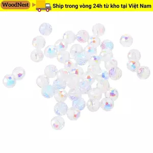 Hạt thủy tinh pha lê tròn WOODNEST, Hạt thủy tinh mặt pha lê AB, Trang sức DIY Làm vòng tay hạt huỳnh quang tròn 10MM