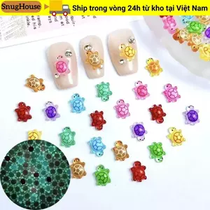 SNUGHOUSE 100 Chiếc Rùa Dạ Quang, DIY Night Glow Mini Nhựa Động Vật, Hoạt Hình Dopamine Màu Mini Rùa Móng Tay Quyến Rũ Trang Trí Sân Vườn Cổ Tích
