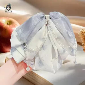 Kẹp đuôi ngựa voan màu hồng thanh lịch Kẹp tóc đuôi ngựa Cảm giác cao cấp chảy sel Kẹp tóc Phụ kiện tóc cho nữ Cô gái Mới