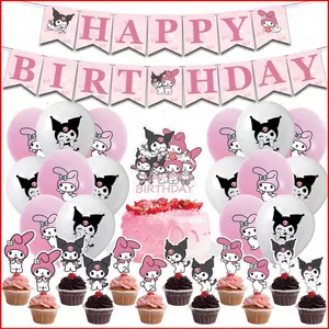 ST2 Sanrio My Melody Theme trẻ em trang trí tiệc sinh nhật biểu ngữ bánh topper bóng bay bộ cung cấp TS2