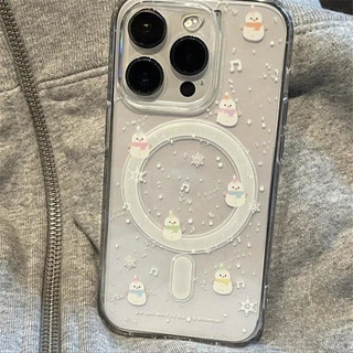 Ốp điện thoại trong suốt có nam châm hình bánh mèo dễ thương cho iPhone 15 16 17 11 12 13 14 Pro Max XR Xs Max 8 7 Plus