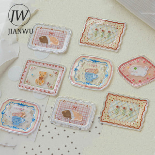JIANWU Người Yêu Đĩa Nhỏ Series Vintage Ren Biên Giới Phong Cảnh Chất Liệu Cắt Dán Keo Dán Sáng Tạo DIY Tạp Chí Văn Phòng Phẩm