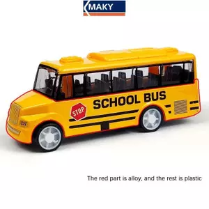 MAKY Chất Lượng Cao Mát Trường Xe Buýt Đồ Chơi Mô Phỏng Tinh Tế Thú Vị Thân Xe Buýt Màu Vàng Có Kéo Ba Cơ Chế VN