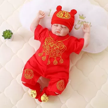 Quần áo trẻ em Quần áo trẻ em (Quần áo trẻ em) Áo liền quần sơ sinh Khuyến nghị quần áo ~ Mùa hè cho bé ngắn tay mỏng Lễ hội Phong cách Trung Quốc Quần áo trăm ngày Quần áo trọn tháng Thời trang Quần 