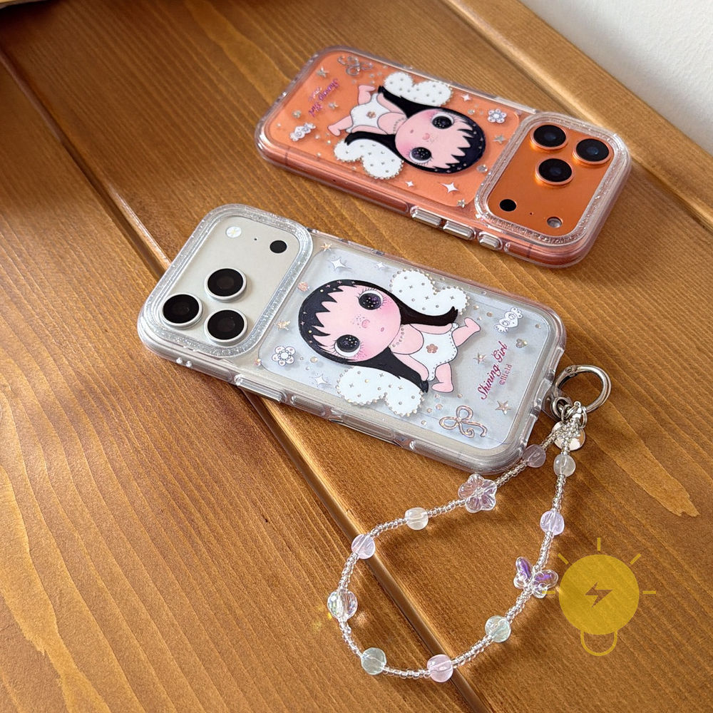Phone Case For iPhone 17 Pro Max 16 15 14 13 TPU Transparent Chain Wings Angel Air Bag Gilding Aesthetic Korean Cute