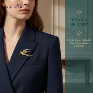 AqToCna Sáng Tạo Sang Trọng Kim Cương Giả Pha Lê Magpie Chim Thổ Cẩm Dành Cho Nữ Quần Áo Áo Phụ Kiện Áo Quà Tặng AqToCna
