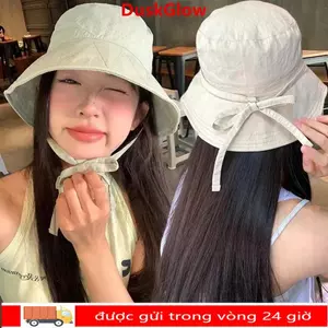 Mũ ngư dân DUSKGLOW, Mũ chống nắng dây chống nắng màu trơn, Ins Ren mỏng Tấm che nắng lưu vực Mũ mùa hè