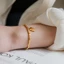 Vòng tay thanh vàng tối giản dành cho nữ - Thép titan mạ vàng 18K - Dây chuyền đính cườm lấp lánh quyến rũ vuông - Không trang trí có thể điều chỉnh Nhẹ - Mặc văn phòng & hàng ngày