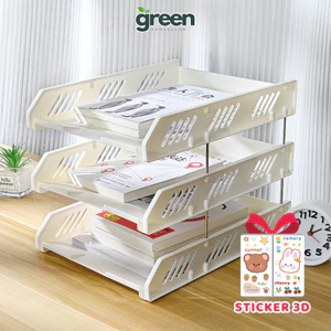 Kệ Đựng Tài Liệu Để Bàn 2 Tầng 3 Tầng GreenHome, Khay Hồ Sơ Văn Phòng Phẩm Đựng Sách Vở Bàn Học