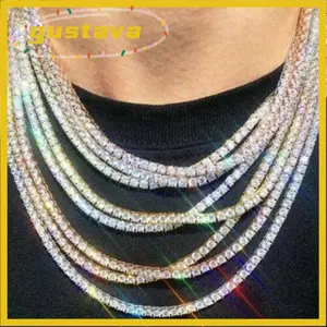 GUSTAVA Hip Hop Vòng Cổ Tennis Nữ Kim Cương Giả Punk Trang Sức Bling Liên Kết Kim Cương