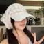 Tấm che nắng AWNGD, Mũ xô ren họa tiết hoa vành rộng, Thiết kế dây đeo ren voan ngọt ngào Phong cách đa năng Mũ chống nắng mùa xuân hè