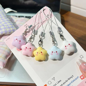 Dây đeo điện thoại ngôi sao cười hoạt hình màu macaron dễ thương, phụ kiện đa năng treo máy điện thoại và túi xách