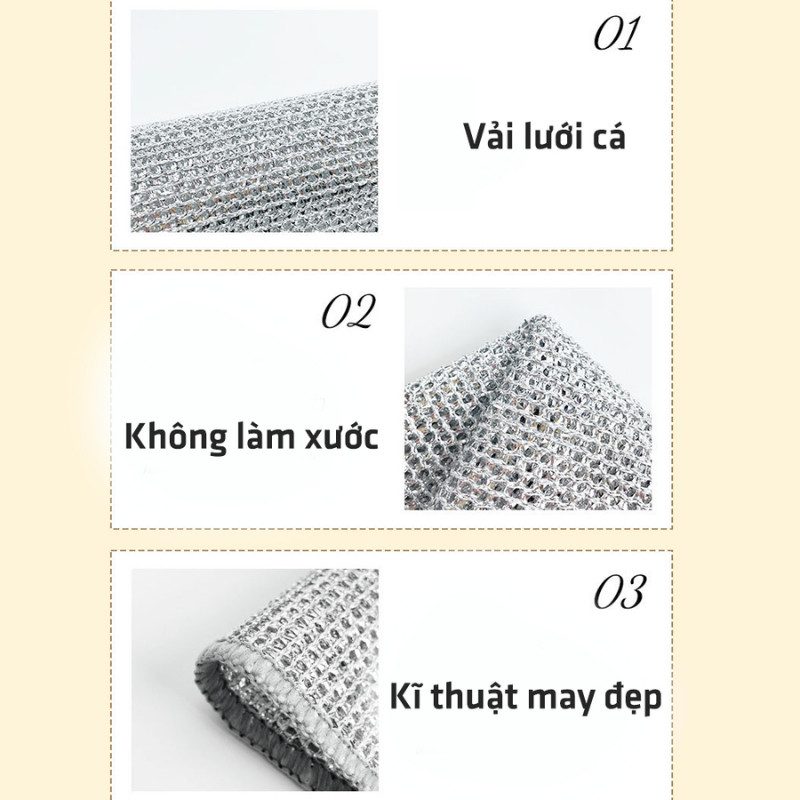 Khăn Lau Chén Bát Lưới Kim Loại HomeMate, Khăn Lau Đa Năng Chống Bám Dầu Siêu Thấm Hút Dùng Cho Nhà Bếp