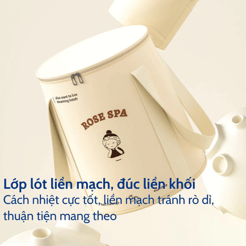 Túi Ngâm Chân Giữ Nhiệt HomeMate 20L Gấp Gọn Có Nắp, Xô Ngâm Chân Di Động Giữ Nhiệt Thư Giãn Massage