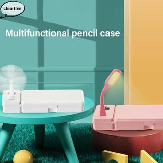 Hộp bút chì CLEARLINE, có bút chì hai lớp la bàn, đa chức năng có quạt / đèn bàn Dụng cụ sắp xếp văn phòng phẩm bằng nhựa cho bé trai / bé gái