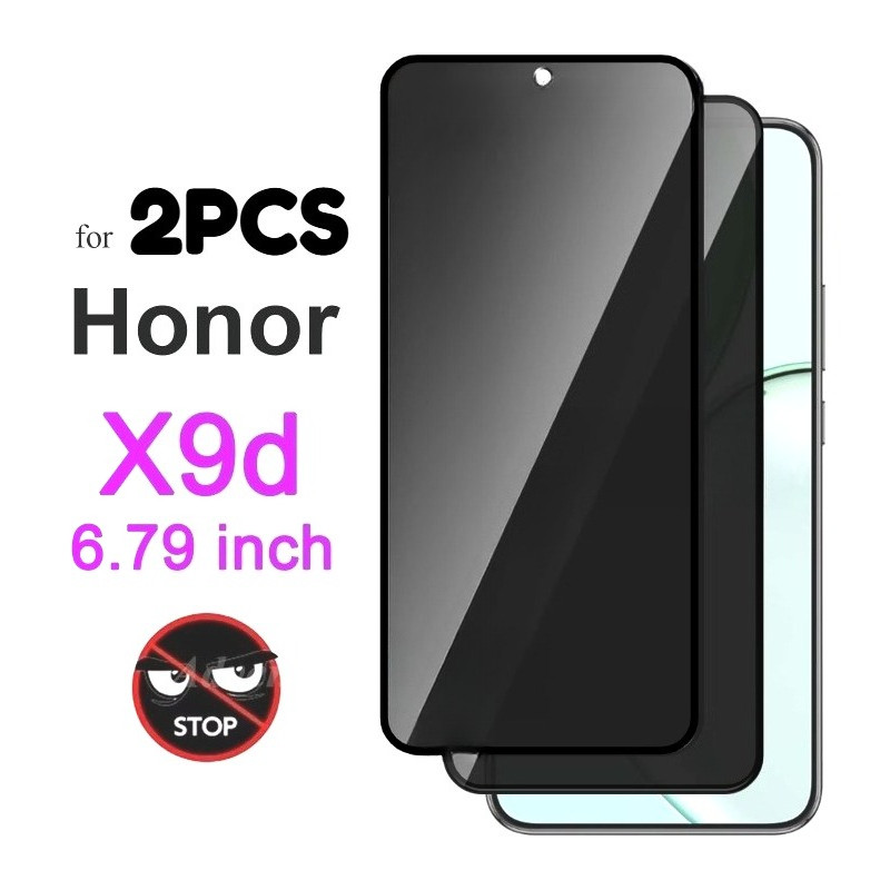 2 Miếng Dán Bảo Vệ Màn Hình HD Kính Cho Honor X9d X9c Thông Minh X9a X9 4G 5G Riêng Tư Kính Cường Lực Trong Suốt Cho Honor X8d X8c X8b X8a X8 5G 4G Chống Gián Điệp Cạnh Đen Kính Phim