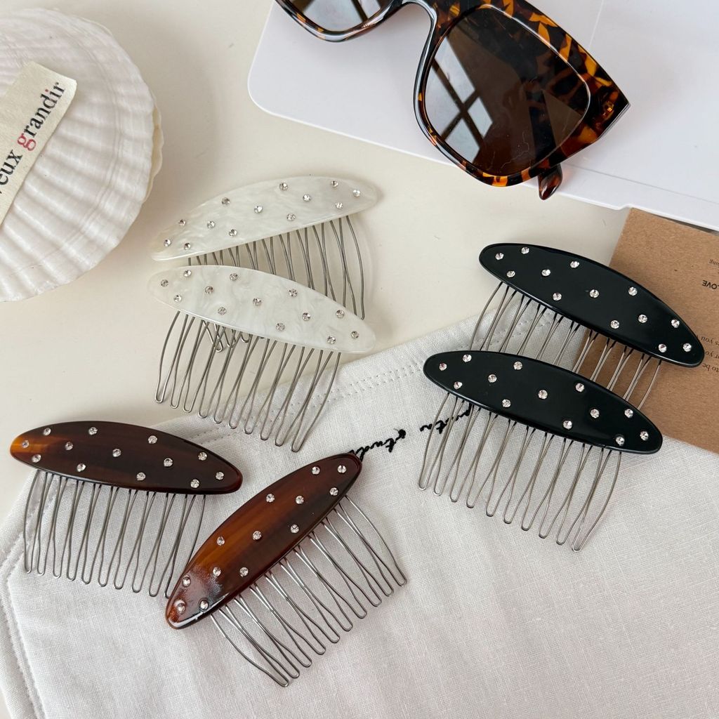 Lược chải tóc Acetate đính đá kiểu Pháp dành cho nữ