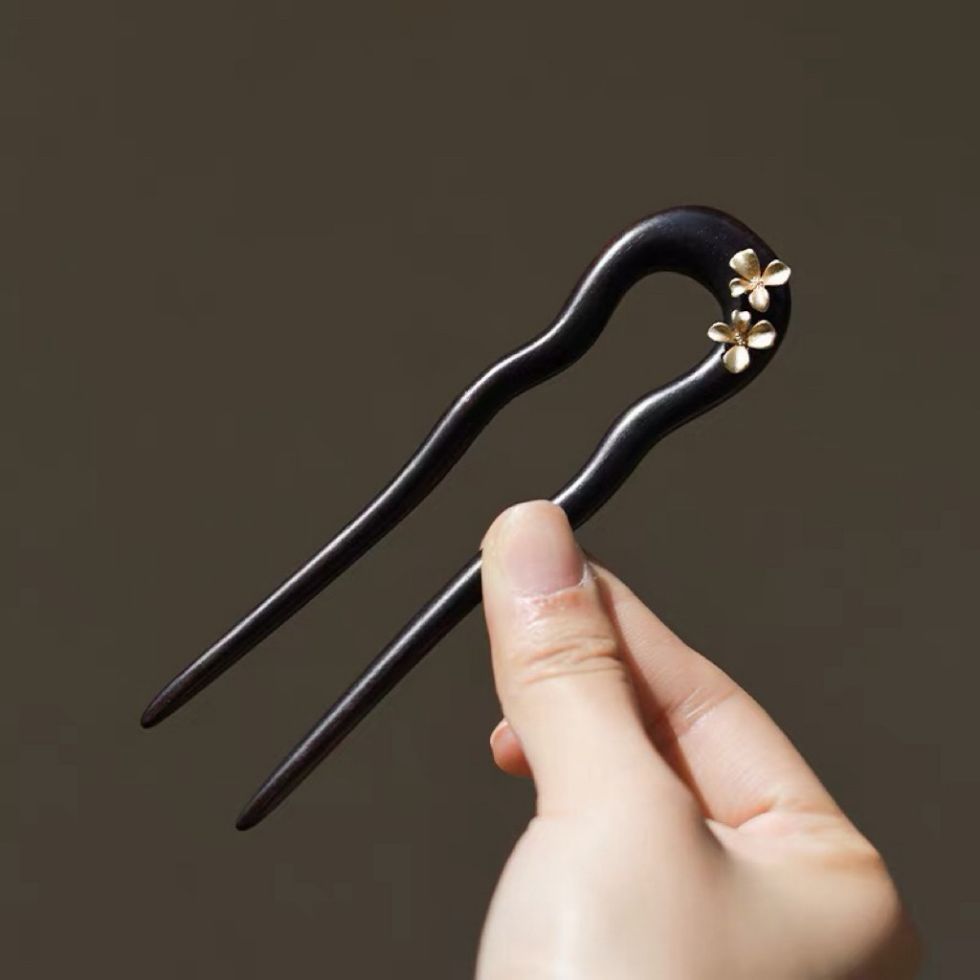 WHX-Hairpin {Yinghua Yellow} Kẹp tóc ngắn hình chữ U màu nâu chính hãng Mũ đội đầu hàng ngày Kẹp tóc phù hợp với Kẹp tóc Trung Quốc mới
