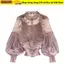 ESSENCEH 2 Cái / bộ Áo Dài Tay, Vintage Ren Puff Crop Top, Hoa Thường Ngày Mùa Hè Hàn Quốc Áo Sơ Mi Nữ Quần Áo Nữ