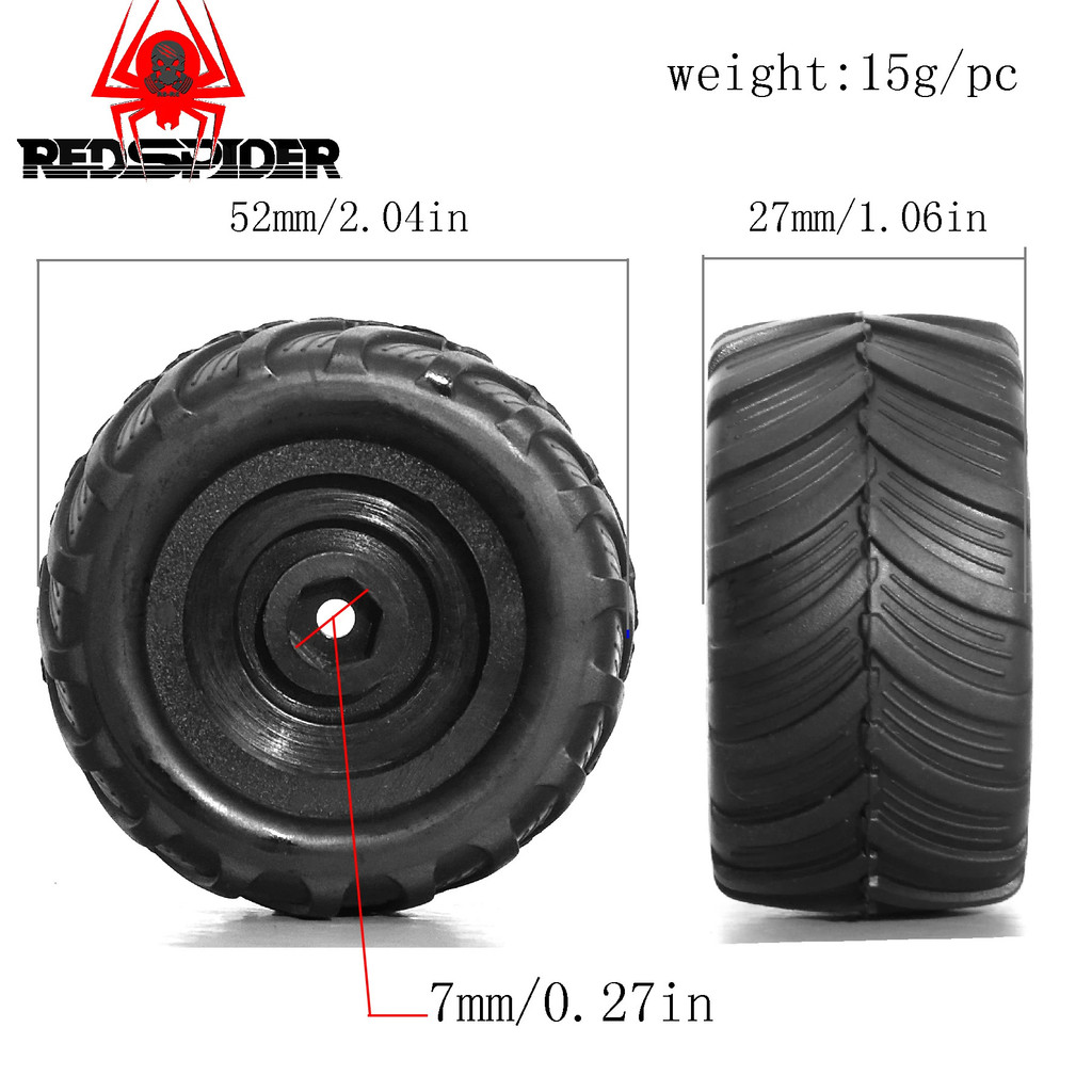 RC 4 52 * 27mm 1 / 18 1 / 241.0 "Monster Truck Wheel Rim Lốp Bộ Cho 1 / 18 TRX4M 1 / 24 FMS FCX24 Trục SCX24 AX24 RC Xe Bánh Xích Xe Nâng Cấp Phần