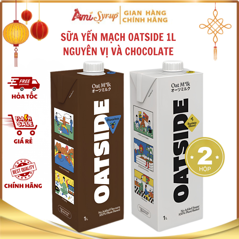 [Combo Mix Vị] Sữa Yến Mạch OATSIDE 1L Nguyên Vị Và Chocolate Thơm Ngon Béo Mịn, Dinh Dưỡng Hoàn Hảo Cho Pha Chế