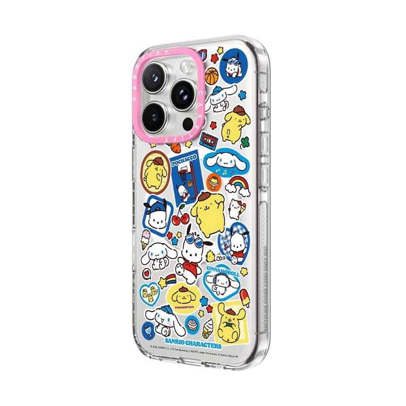 CASECASE X Sanrio Puppy Pals Sticker Mania Case HỒNG CAMERA RING EDITION Tác động Vỏ hút từ tính trong suốt cho iPhone 17 / 16 / 15 / 14 / 13 Pro Max Air với bao bì cao cấp