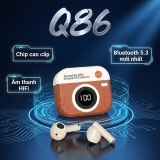 Tai nghe Bluetooth không dây Q86 thiết kế retro cổ điển, màn hình LED kỹ thuật số