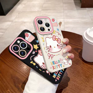 Ốp Lưng iPhone Hello KITTY Mềm Liquid Silicone Cho iPhone 11 12 13 14 15 16 17Pro Max IP 7 8 Plus X XS XR