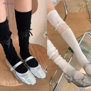 Woke Nữ Ren Chắp Vá Bê Tất Ren Tất Trang Trí Dài Fishnet Vớ