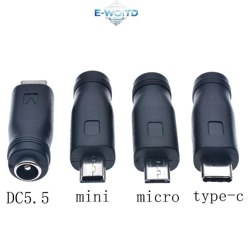E-WOITD Loại C / Máy Tính Bảng Micro USB 2.0 Sang DC 5.5x2.1 Mm Nguồn Ja Adapter Cắm USB C Sang DC 5.5 * 2.1 Bộ Chuyển Đổi Đầu Nối Nguồn 5V E-WOITD