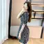 Đầm cỡ lớn cổ vuông tay bồng màu đen dành cho nữ plus size, thoáng mát mùa hè