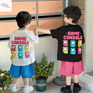 (Từ 1-12 tuổi) Áo thun ngắn tay trẻ em, Áo thun in hình hoạt hình máy chơi game cho bé trai, Áo cổ tròn