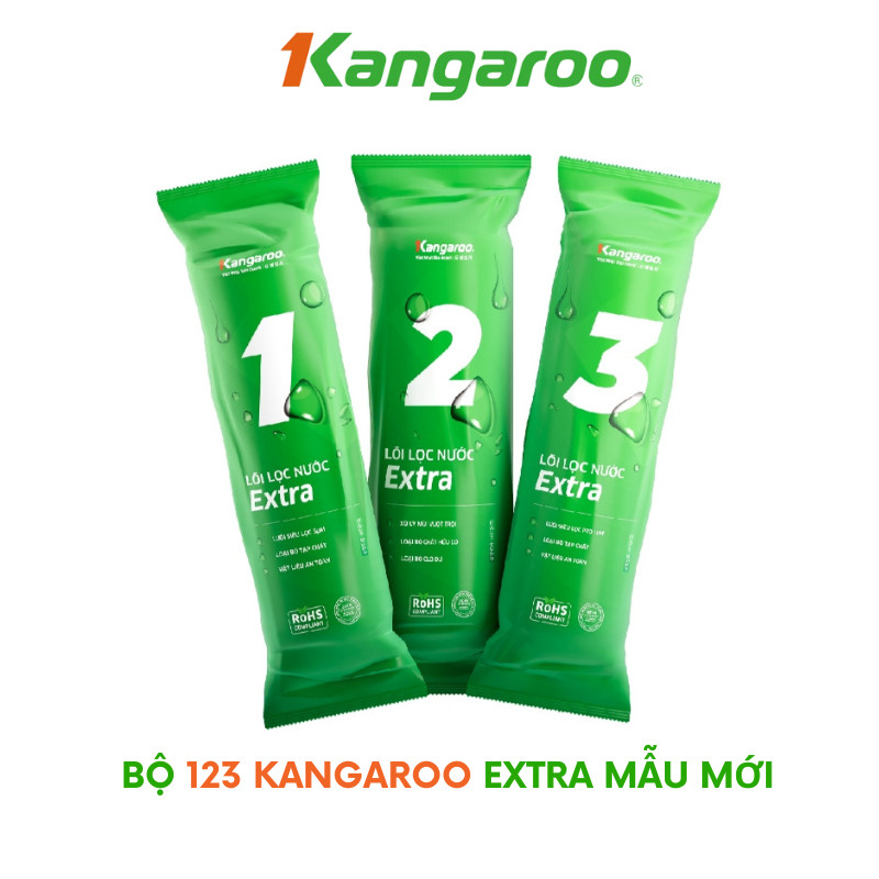 Bộ 3 Lõi Lọc 123 Kangaroo Extra Mẫu Mới Có Vỏ Check Hàng Chính Hãng