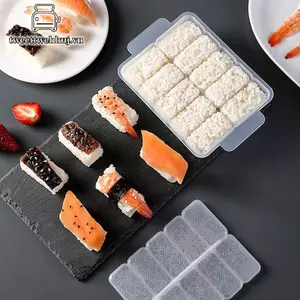 Nhíp 5 / 10 Lưới Cơm Bóng Khuôn Sushi Hộp Bảo Quản Áp Lực Chống sti Dụng Cụ Ăn Trưa DIY Nhà Bếp Rõ Ràng Onigiri Khuôn VN