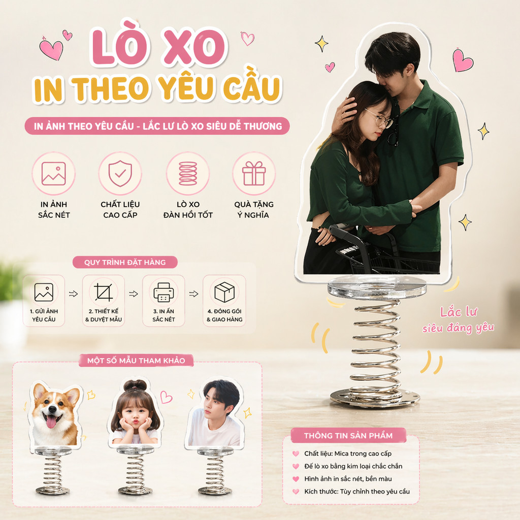 Standee lò xo lắc lư đáng yêu trong suốt đế dính trang trí in theo yêu cầu chibi