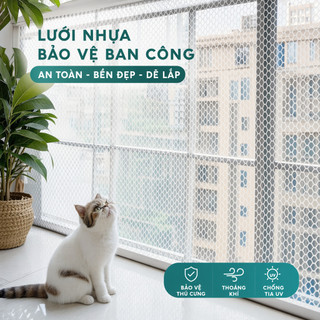 Lưới PVC Lưới An Toàn Ban Công Cầu Thang Hàng Rào Sân Vườn Chống Rơi Hàng Rào Gà Thú Cưng Bền Đen Trắng