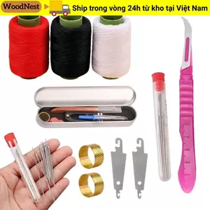 Bộ dụng cụ may vá 6 / 25 / 34 CÁI WOODNEST, với kim trên cùng Dụng cụ sửa chữa tay chỉ kim dễ dàng, Bộ kim và sợi đa năng bền bỉ Đồ may trang phục DIY