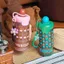 Mới Retro Cốc Thủy Tinh Bé Gái Niche Giá Trị Cao Cốc Nước Có Trà Kho Chịu Nhiệt Độ Cao Di Động Cốc Rơm
