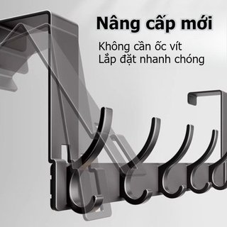 Anodized Nhôm Cửa Móc Giá Chống Rỉ Sét Trên Cửa Móc Treo Không Khoan Phòng Tắm Nhà Bếp Màu Xám