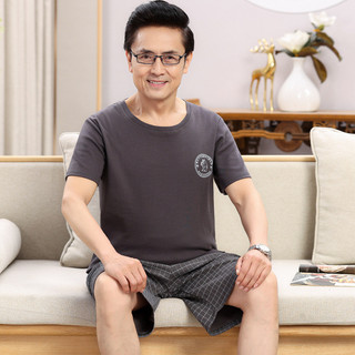 Bộ đồ ngủ cotton cho nam trung niên và người cao tuổi, quần short ngắn tay thoáng mát