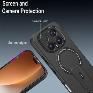 Dành cho Honor Magic 8 Pro Ốp điện thoại cứng cảm giác da có chân đế ẩn Vỏ từ tính cạnh mềm Vỏ mỏng chống sốc
