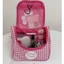 Túi trang điểm FAVORITEGOODS, Hộp đựng mỹ phẩm kẻ sọc màu hồng mang theo, có ngăn mở rộng Túi đựng đồ vệ sinh treo du lịch dung tích lớn