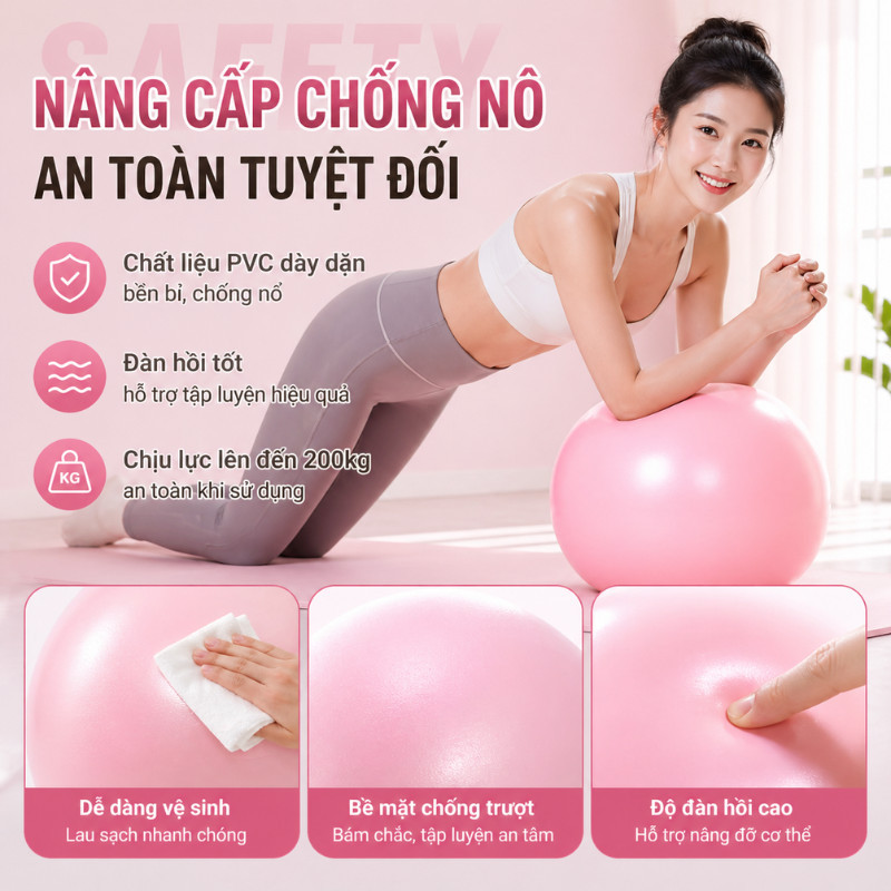 Bóng Yoga Pilates 25cm Chống Nổ – Tập Cơ Bụng Hiệu Quả, Tăng Cường Sức Mạnh Lõi, Dành Cho Người Mới Bắt Đầu