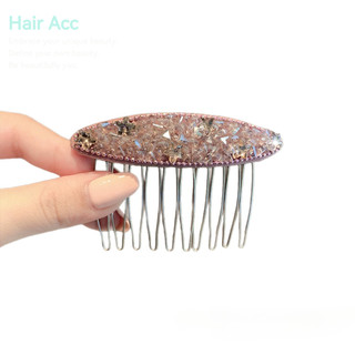 Màu Hồng Hình Bầu Dục Kim Cương Giả Ánh Sáng Sang Trọng Cao Cấp Phụ Kiện Tóc Chèn Lược Nữ 2026 Phong Cách Mới Hàn Quốc Dongdaemun Phụ Kiện Tóc Lược Tóc