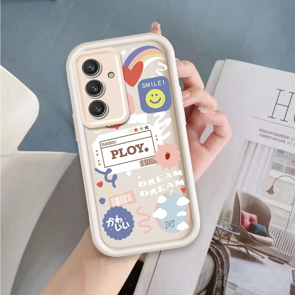 Ốp Lưng Cho Samsung S20 S21 S22 S23 S24 S25 S26 PLUS FE + Phim Hoạt Hình Silicon Bé Gái Mềm Vỏ Điện Thoại TPU Nhãn Nụ Cười Hoa Mắt Thiên Thần Ốp Lưng Chống Sốc