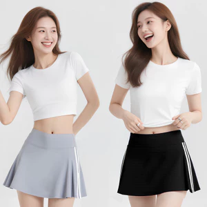 Summer Sports Short Skirt Fake Two-Piece Anti-Exposure Yoga Skirt Running Tennis Badminton Pleated Exposure-Proof Skirt Women usMy