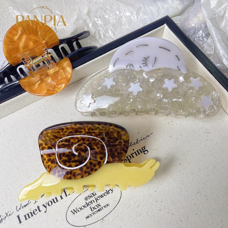 PNPIA- Sáng Tạo Ngộ nghĩnh Acetate Ngôi Sao Hướng Dương Ốc Vuốt Tóc Cho Nữ Thời Trung Cổ Mặt Trời Nữ Cá Mập Kẹp Tóc Phụ Kiện Tóc Dụng Cụ