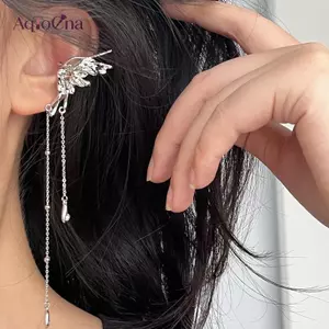 AqToCna 1 Đôi Cánh Thiên Thần Kim Loại Lỏng Bướm sel Tai Vòng Tay Không Xuyên Bông Tai 2022 Hợp Thời Trang Punk Thiết Kế Nữ Dài Tai Kẹp Trang Sức AqToCna