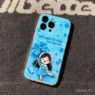 Ốp Điện Thoại Cỏ Ba Lá Bốn Lá Màu Xanh May Mắn Bé Gái Thích Hợp Cho iPhone 11promax 12promax 11 12 13 14 Pro max 15promax 15 16 17 pro max xr xs 12pro 13pro Vỏ Linh Hoạt Chống Sốc