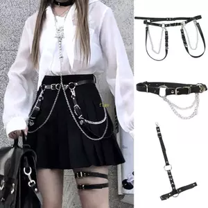 Flgo Nữ Giả Da Thời Trang Thắt Lưng Với Punk Dây Xích Kim Loại Cho Quần Jean Drees